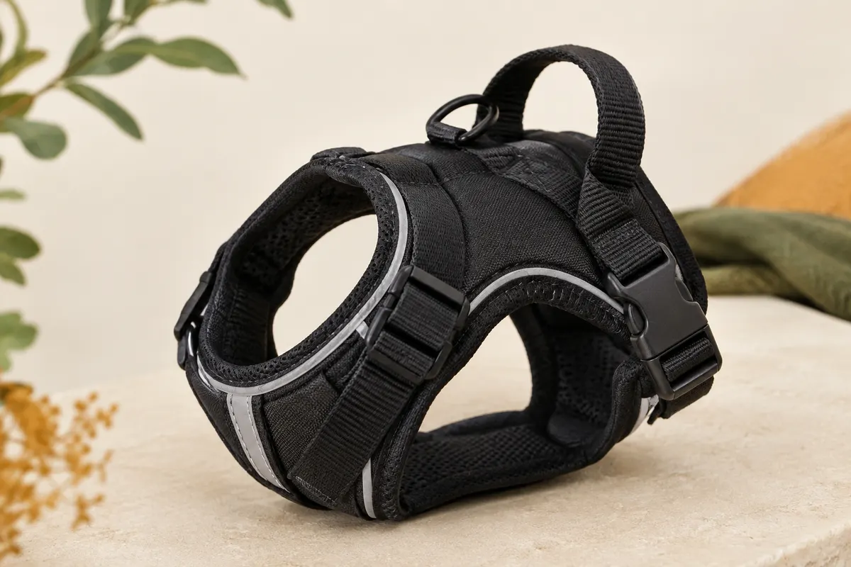Harnais Julius K-9 noir taille Baby 1 avec poignée dorsale, boucle et détails réfléchissants