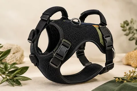 Harnais veste noir OneTigris en maille respirante avec boucles réglables, anneaux métalliques et deux poignées